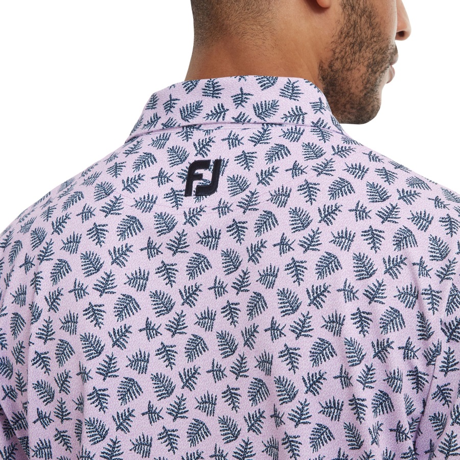 Footjoy Lavender-Navy Shadow Palm Print Pique
