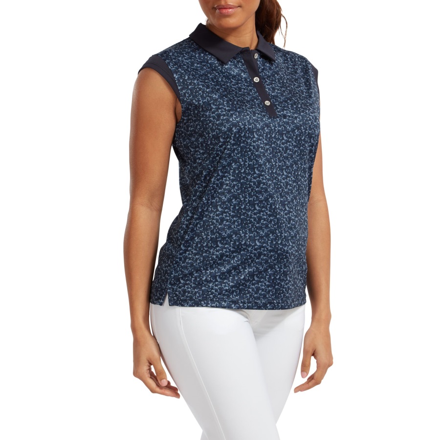 Women's Cap Sleeve Print Interlock Footjoy Navy