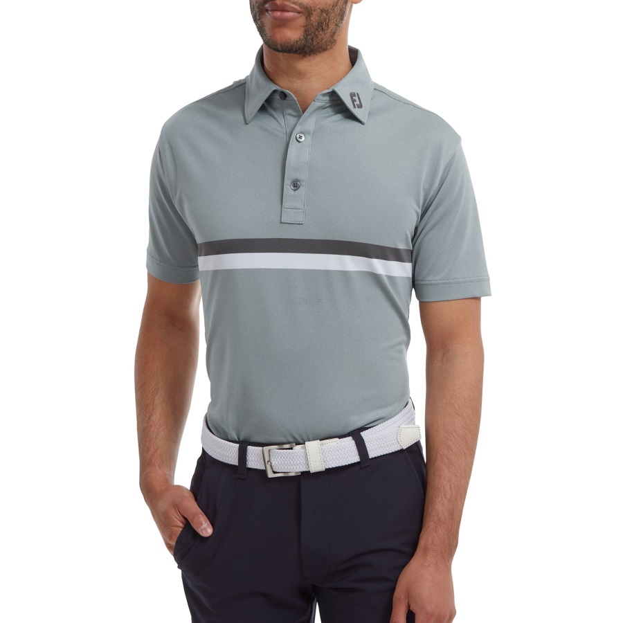 Grey-Charcoal-White Double Chest Band Pique Footjoy