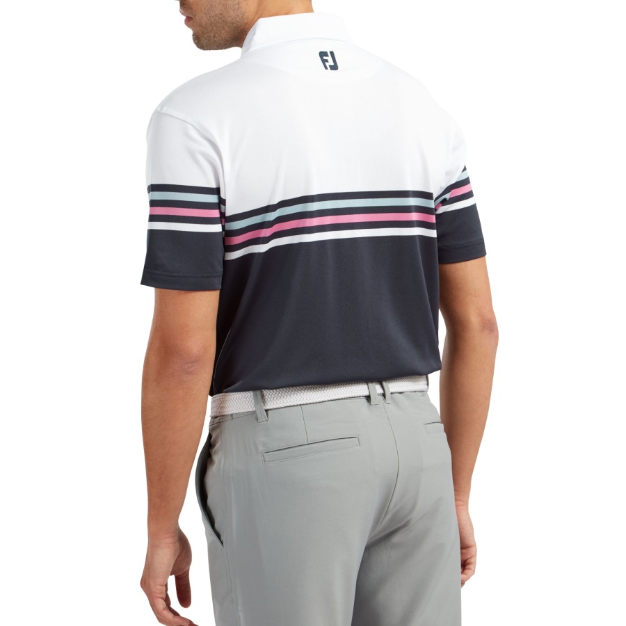 Footjoy White-Navy Stretch Pique Colour Block
