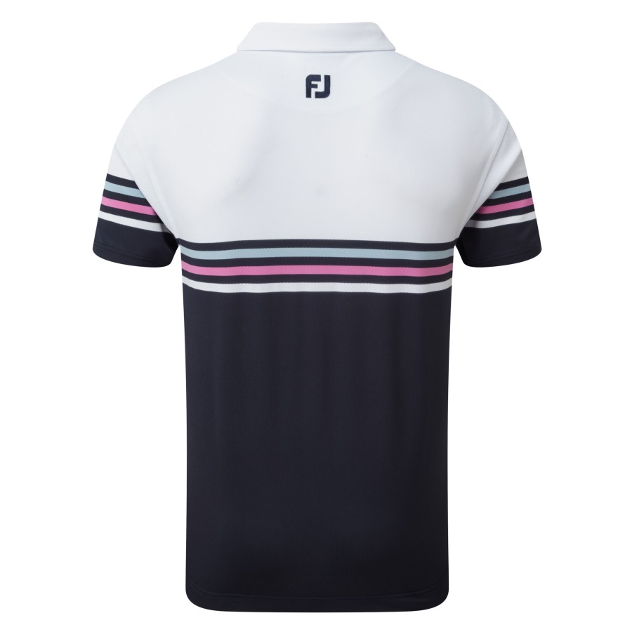 Footjoy White-Navy Stretch Pique Colour Block
