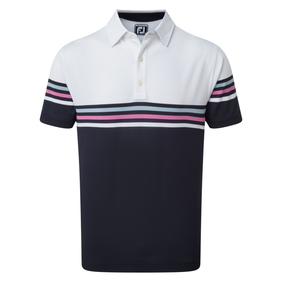 Stretch Pique Colour Block White-Navy Footjoy
