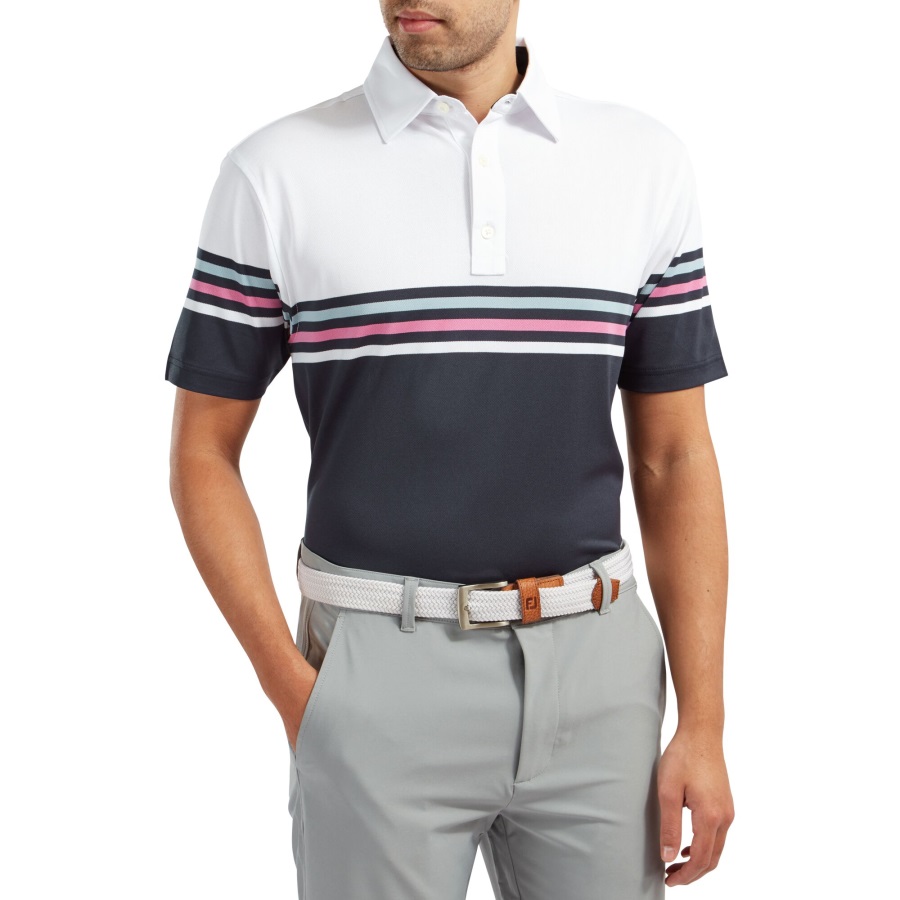 Stretch Pique Colour Block White-Navy Footjoy
