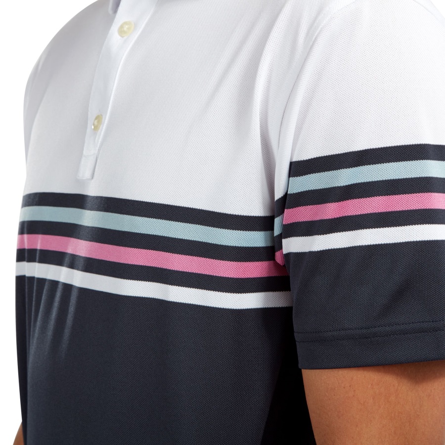 Stretch Pique Colour Block White-Navy Footjoy