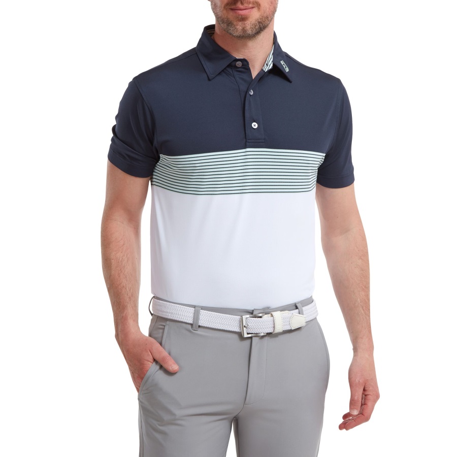 Navy-White-Sage Footjoy Colour Block Pique