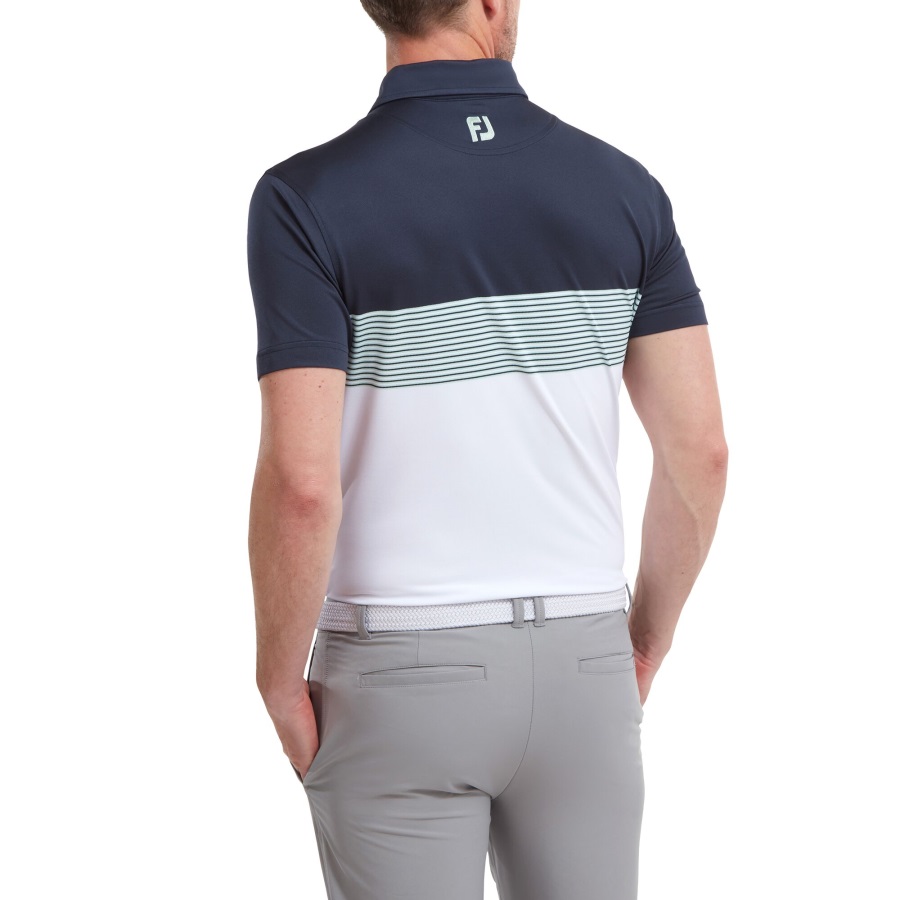 Navy-White-Sage Footjoy Colour Block Pique