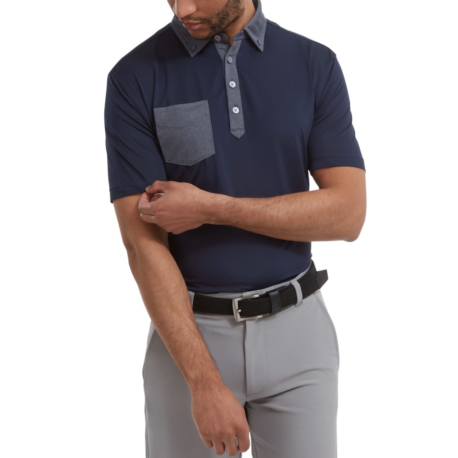 Tonal Trim Solid with Pocket Lisle Footjoy Navy