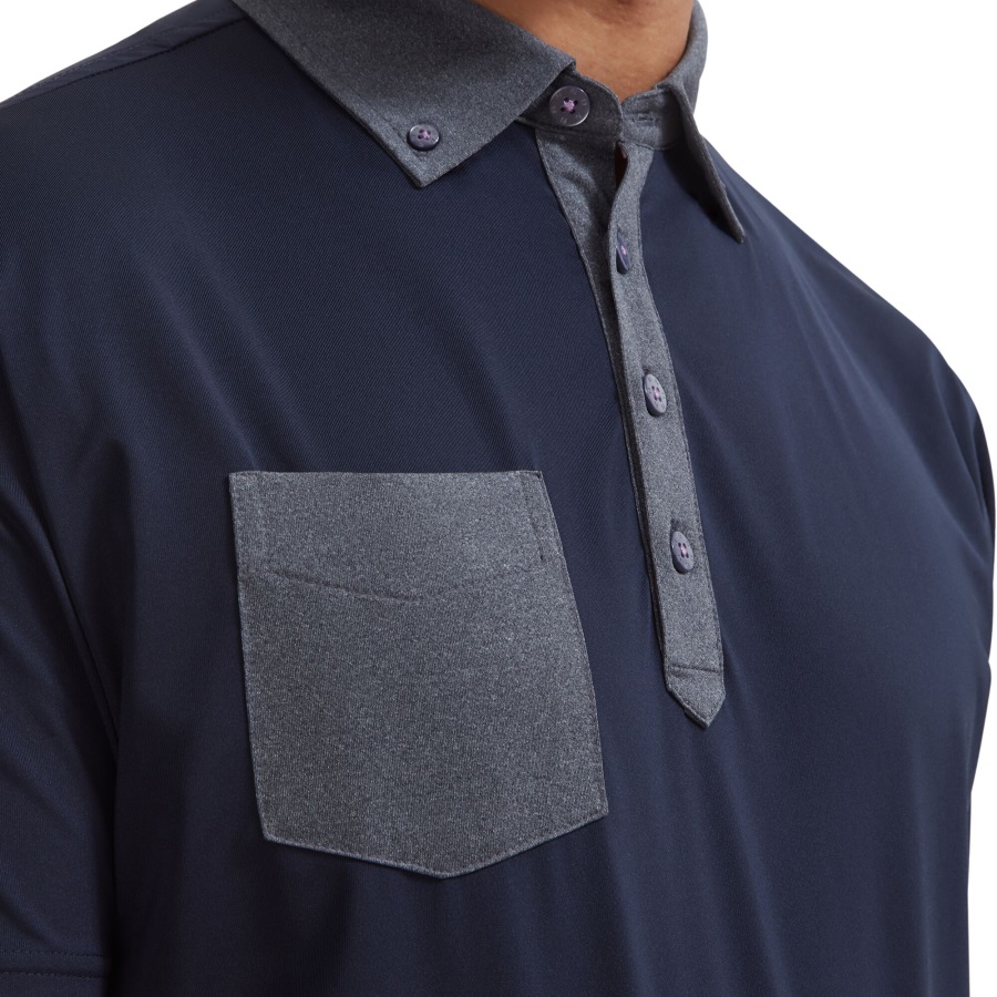 Tonal Trim Solid with Pocket Lisle Footjoy Navy
