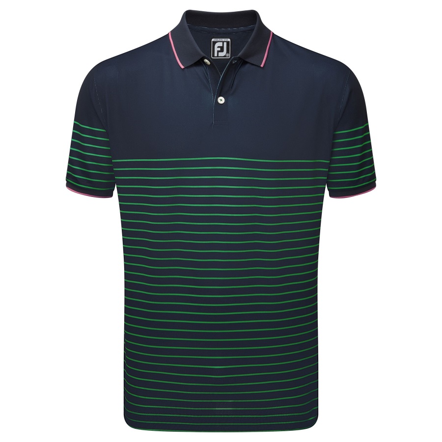 Breton Stripe Pique Footjoy Navy-Sea Green-Watermelon