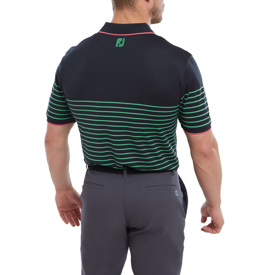 Navy-Sea Green-Watermelon Breton Stripe Pique Footjoy