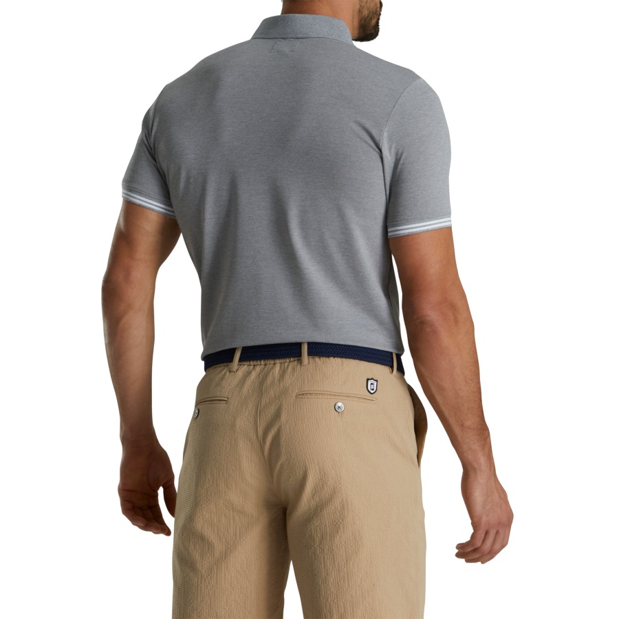 Light Heather Grey Footjoy Tipped Pique Polo