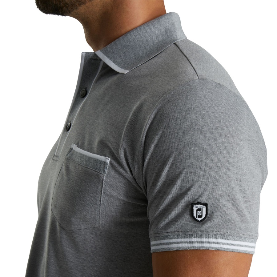 Light Heather Grey Footjoy Tipped Pique Polo
