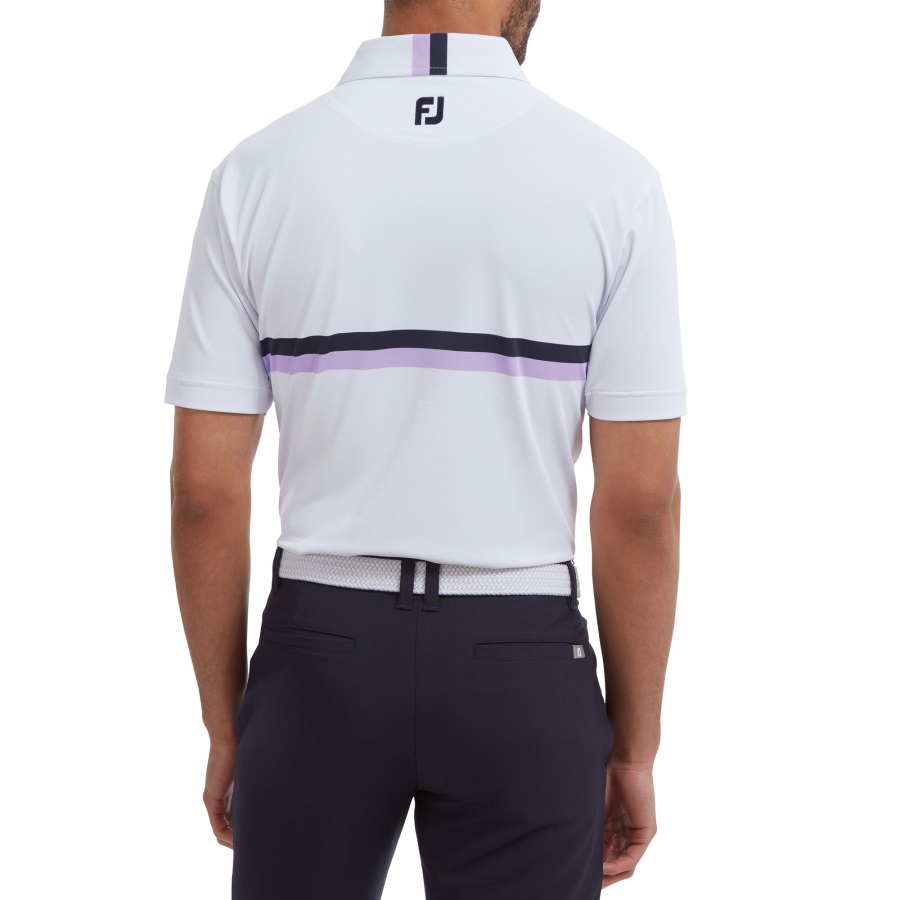 Footjoy Double Chest Band Pique White-Navy-Lavender