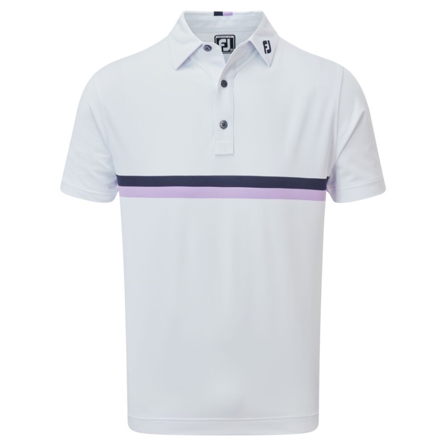 White-Navy-Lavender Footjoy Double Chest Band Pique