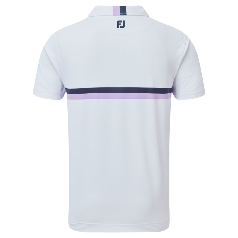 White-Navy-Lavender Footjoy Double Chest Band Pique