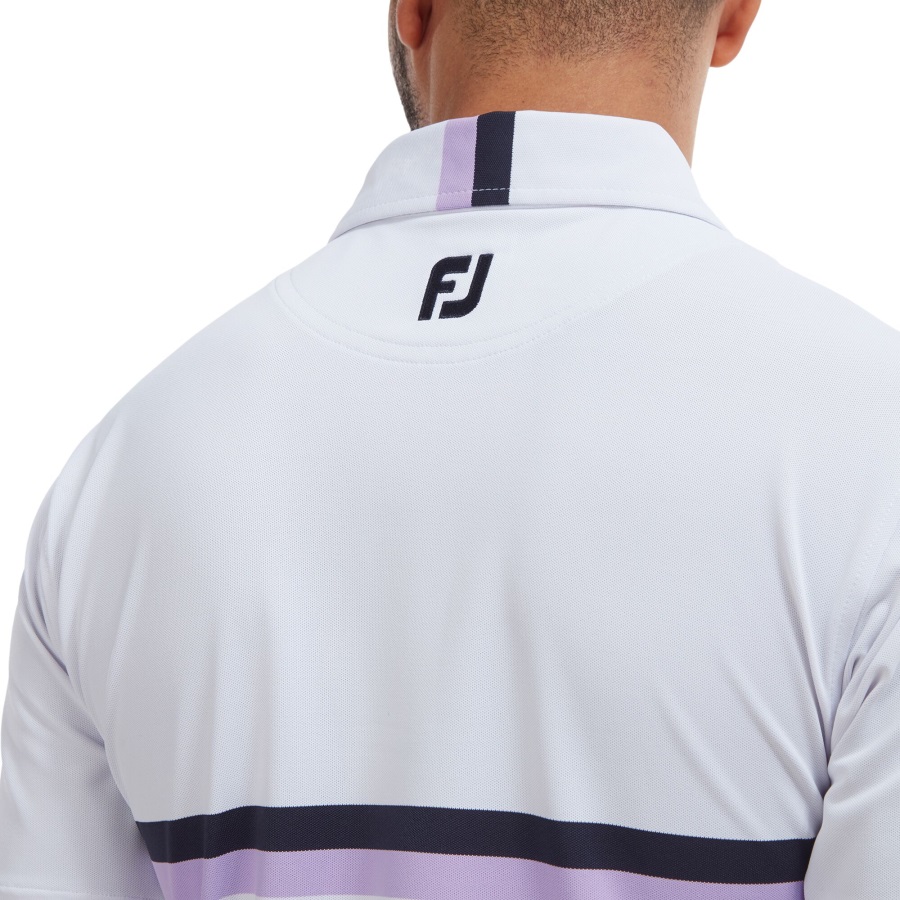 White-Navy-Lavender Footjoy Double Chest Band Pique