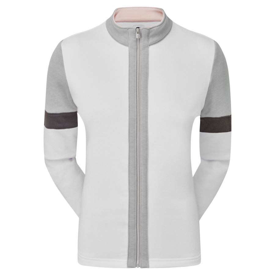 White Footjoy Women's Full-Zip Blocked Midlayer