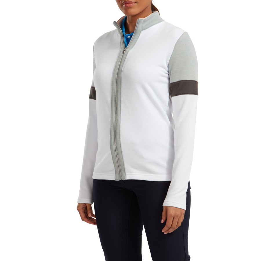 White Footjoy Women's Full-Zip Blocked Midlayer