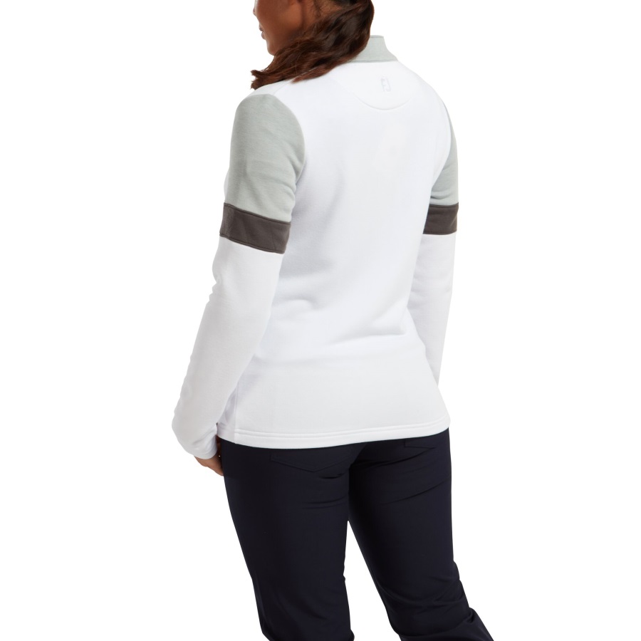 White Footjoy Women's Full-Zip Blocked Midlayer