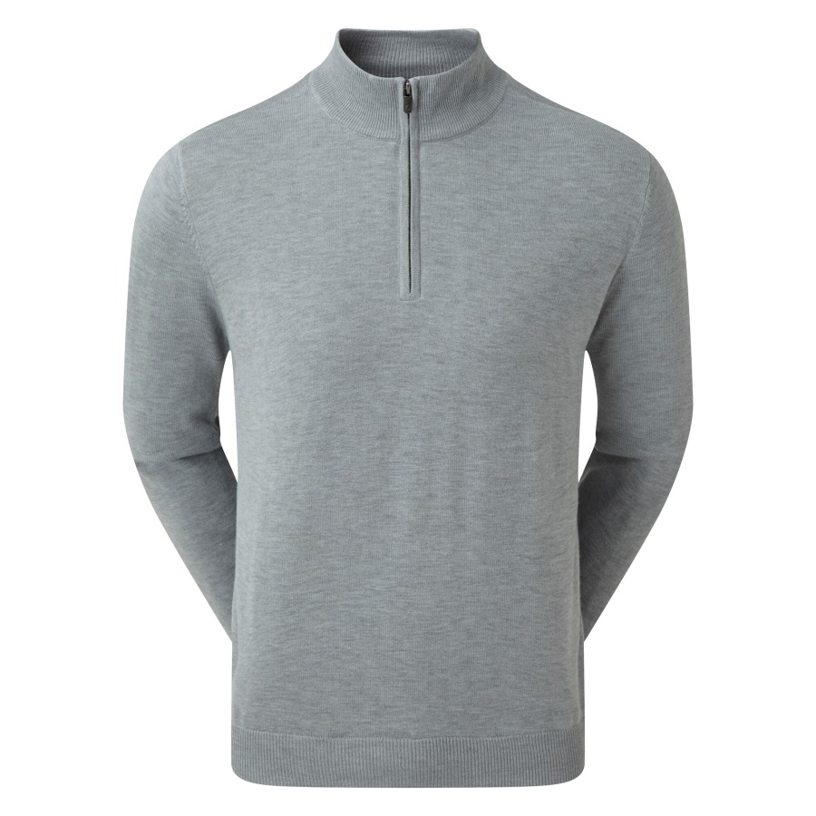 Heather Grey Wool Blend 1-2 Zip Lined Pullover Footjoy