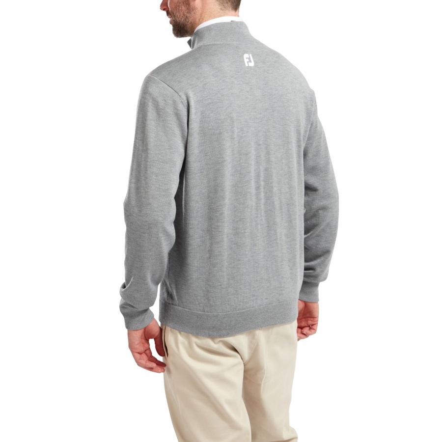 Heather Grey Wool Blend 1-2 Zip Lined Pullover Footjoy