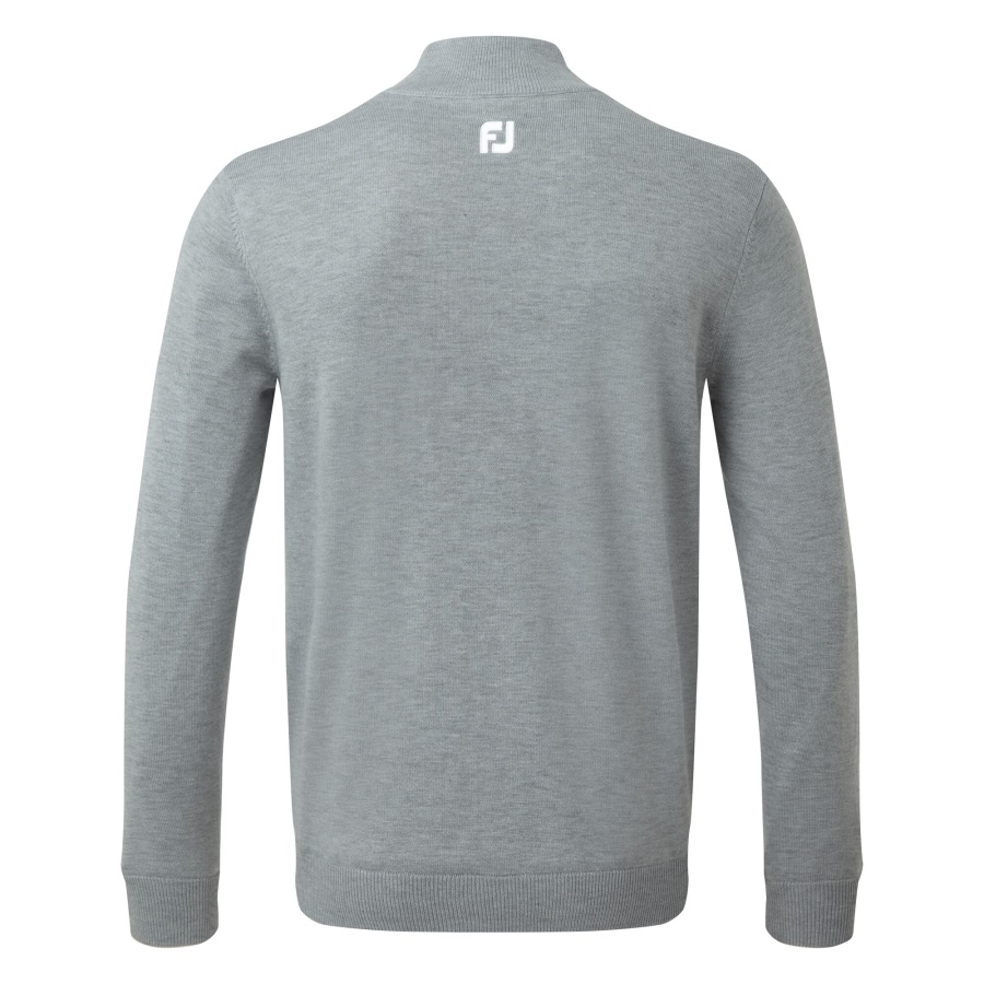 Wool Blend 1-2 Zip Lined Pullover Footjoy Heather Grey