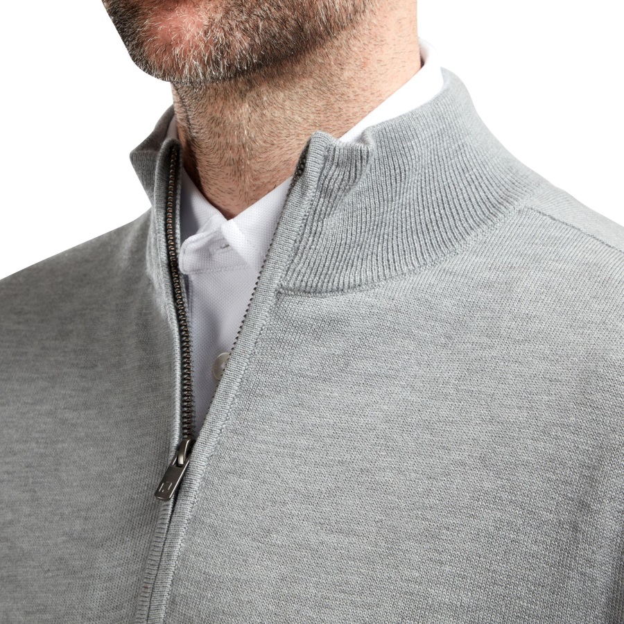 Wool Blend 1-2 Zip Lined Pullover Footjoy Heather Grey