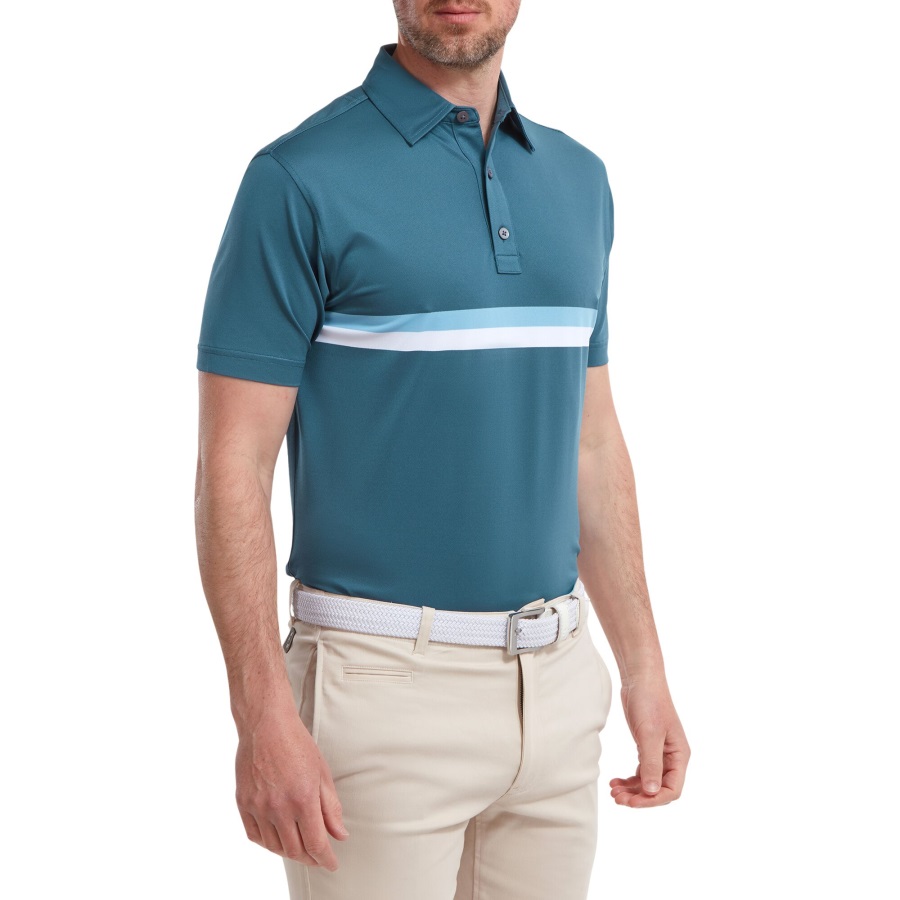 Blue-Dusk Blue-White Double Chest Band Pique Footjoy