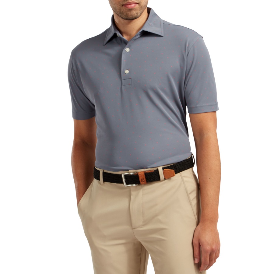 Footjoy Slate-Coral Stretch Pique FJ Print