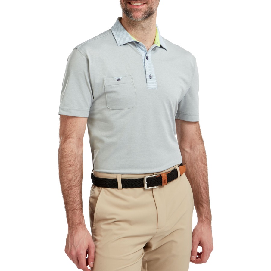 Grey Heather Pique with Pinstripe Trim Footjoy