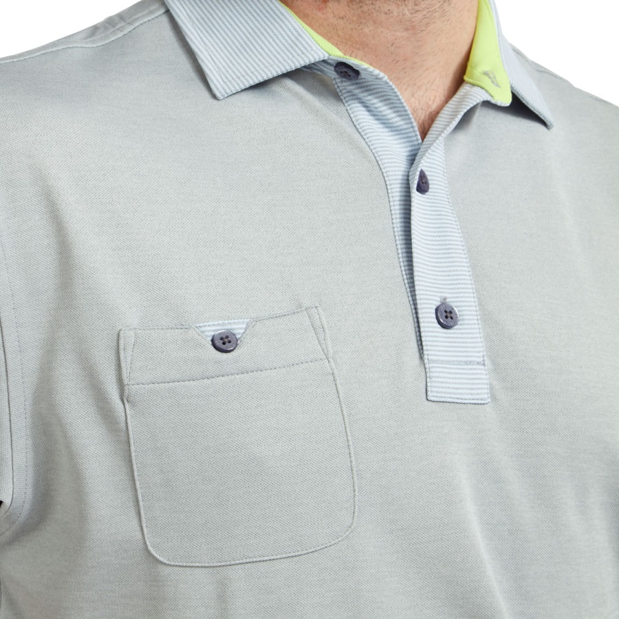 Grey Heather Pique with Pinstripe Trim Footjoy