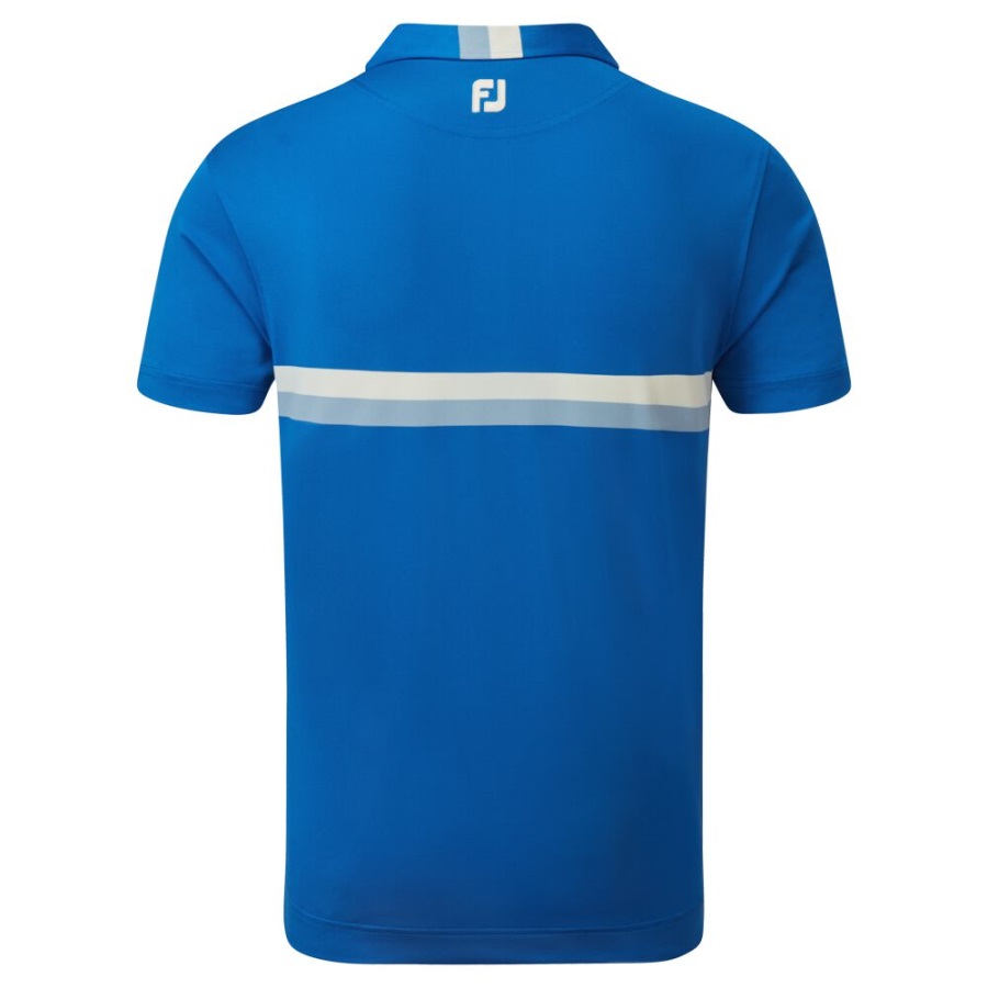 Blue-Yellow-Grey Footjoy Double Chest Band Pique