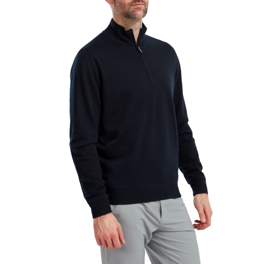 Footjoy Wool Blend 1-2 Zip Lined Pullover Navy