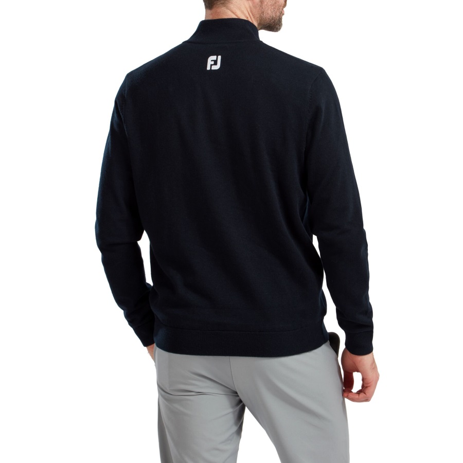 Navy Footjoy Wool Blend 1-2 Zip Lined Pullover