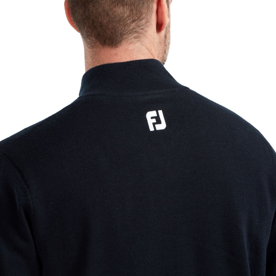 Navy Footjoy Wool Blend 1-2 Zip Lined Pullover