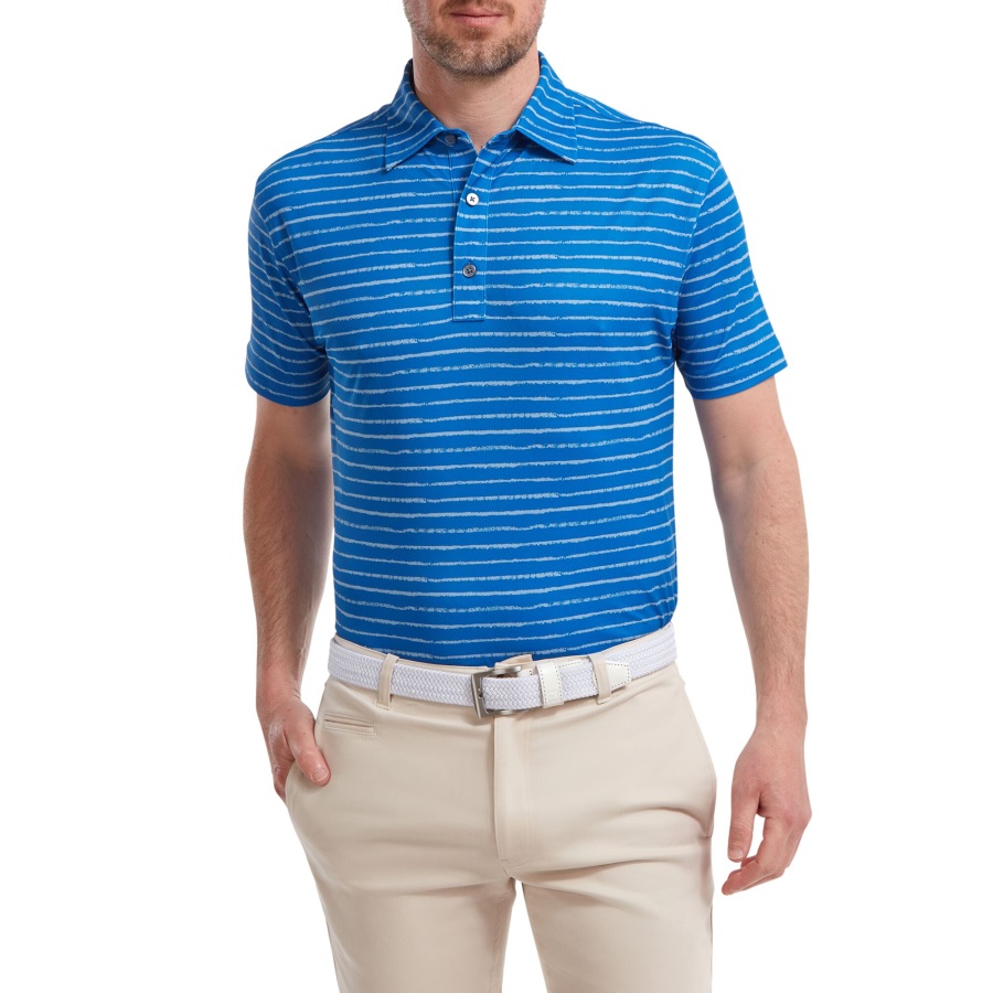 Blue-Grey Footjoy Chalk Link Print Pique
