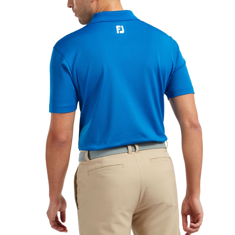 Footjoy Stretch Pique Solid Rib Knit Collar Cobalt
