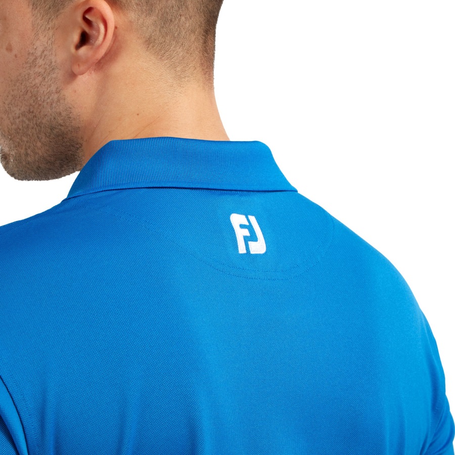 Footjoy Stretch Pique Solid Rib Knit Collar Cobalt