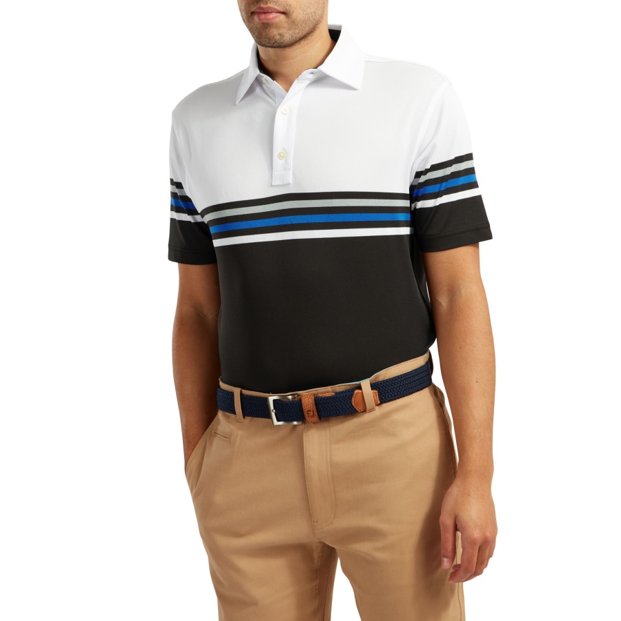 Footjoy Stretch Pique Colour Block White-Black