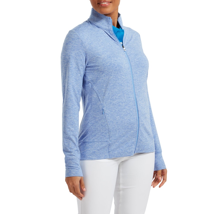 Women's Full-Zip Knit Midlayer Footjoy Heather Blue Jay