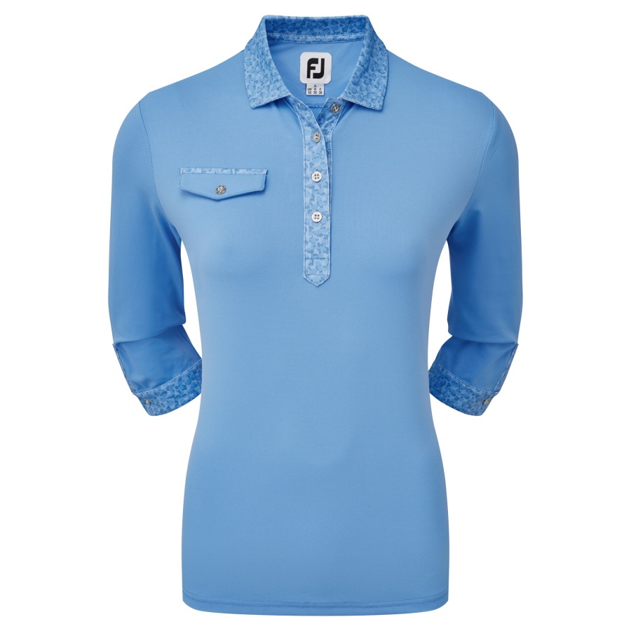 Blue Jay Women's 3-4 Sleeve Pique with Printed Trim Footjoy