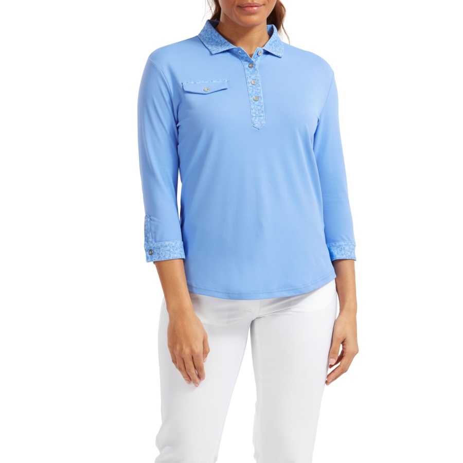 Blue Jay Women's 3-4 Sleeve Pique with Printed Trim Footjoy