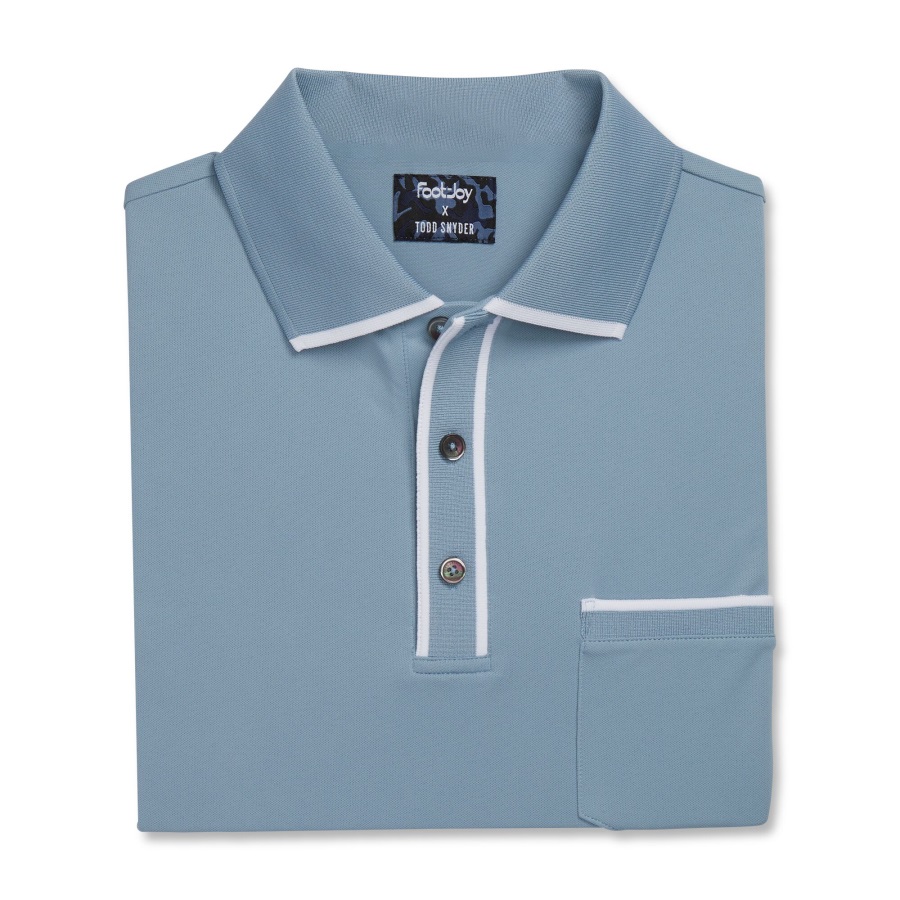 Tipped Pique Polo Ashley Blue Footjoy