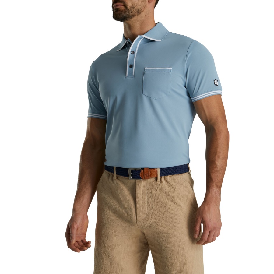 Tipped Pique Polo Ashley Blue Footjoy