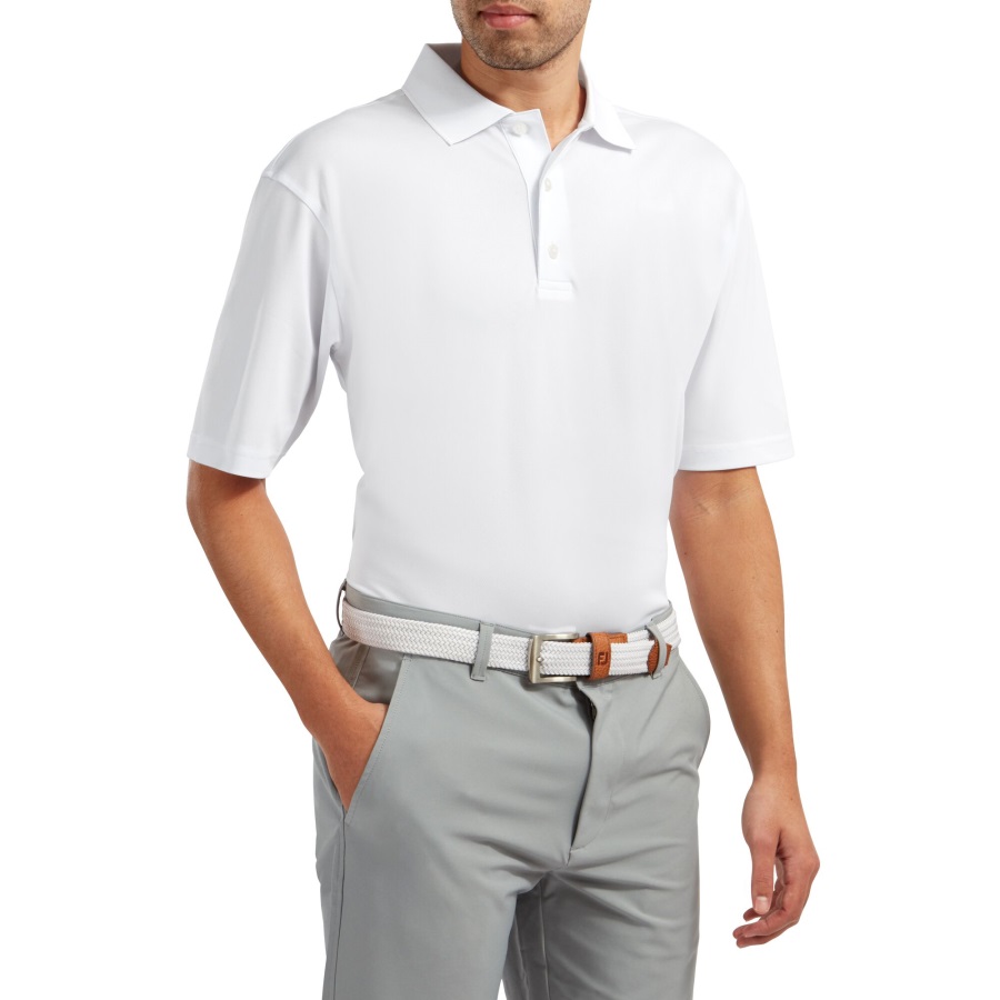 Stretch Pique Solid Knit Collar White Footjoy