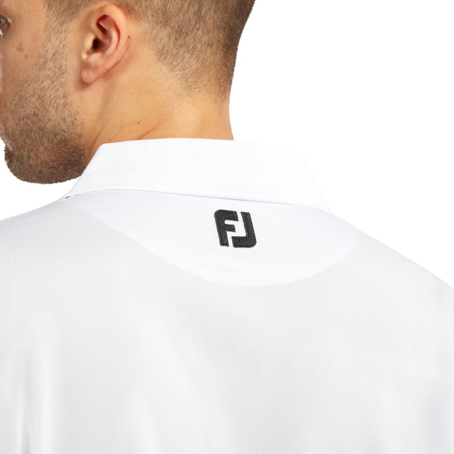 White Footjoy Stretch Pique Solid Knit Collar