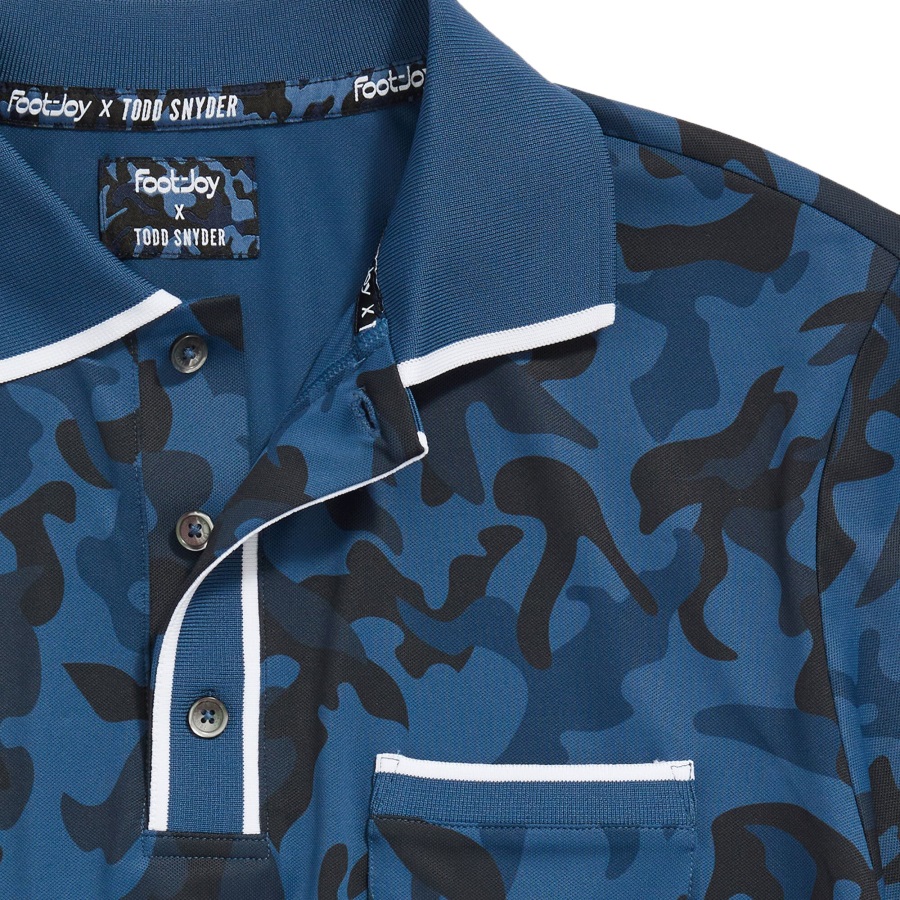 Blue Camo Footjoy Tipped Pique Polo