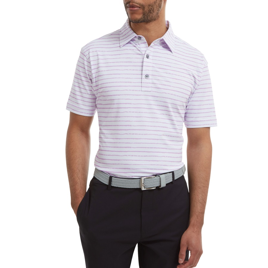 Chalk Link Print Pique Footjoy White-Lavender