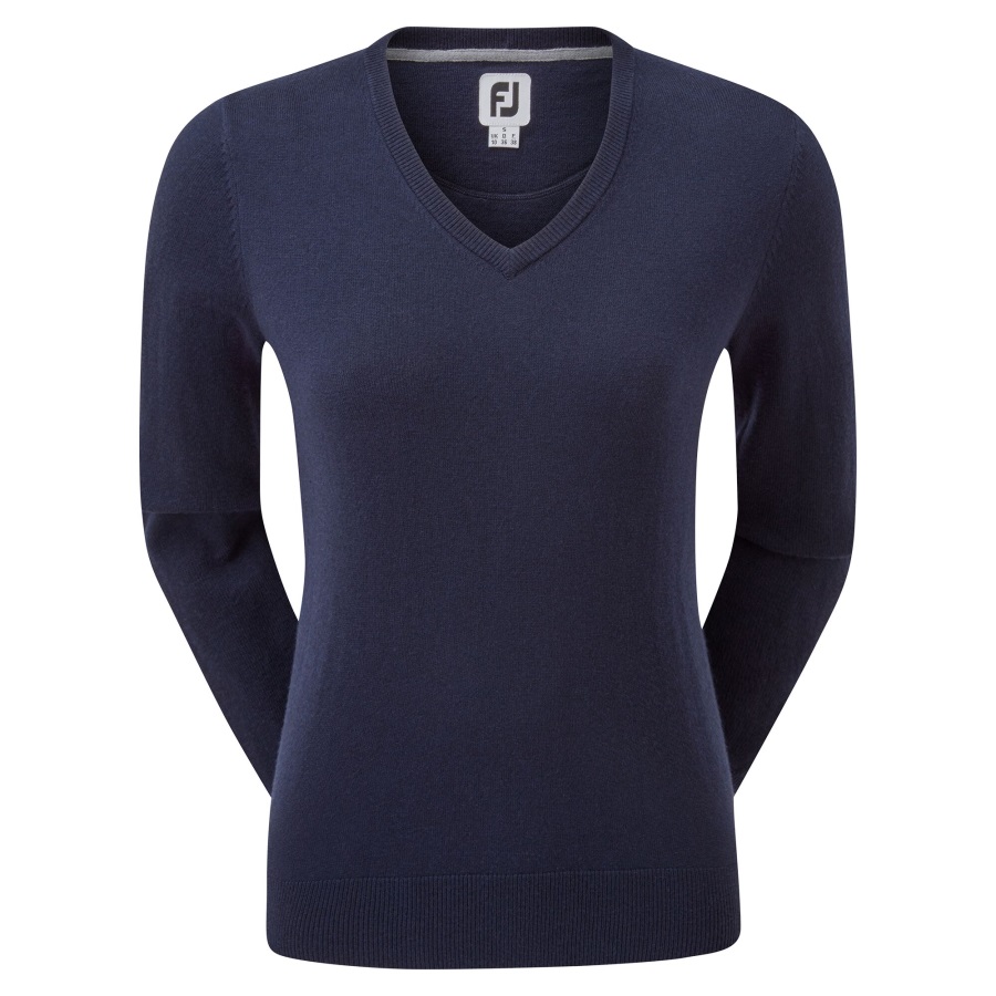 Footjoy Navy Wool Blend V-Neck Pullover