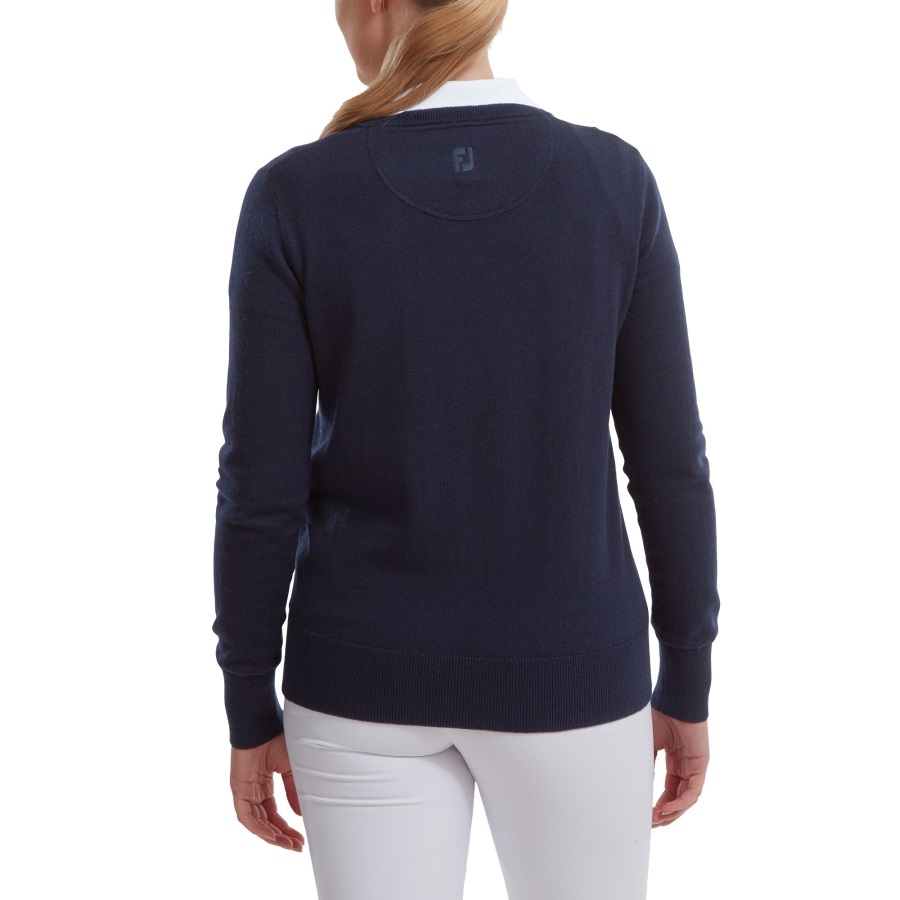 Navy Wool Blend V-Neck Pullover Footjoy